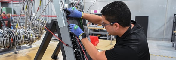 Engineer demonstrating safety best practices for prefabrication and manufacturing